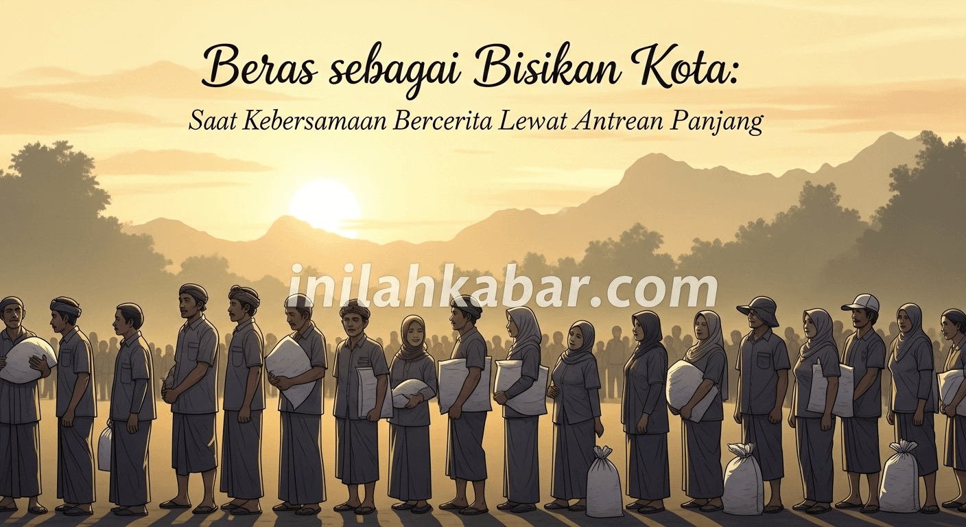 Beras sebagai Bisikan Kota: Saat Kebersamaan Bercerita Lewat Antrean Panjang Beras sebagai Bisikan Kota: Saat Kebersamaan Bercerita Lewat Antrean Panjang
