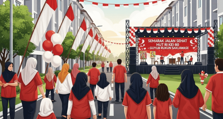 Semarak Jalan Sehat HUT ke-80 RI di Perumahan Madinah Landungsari Malang