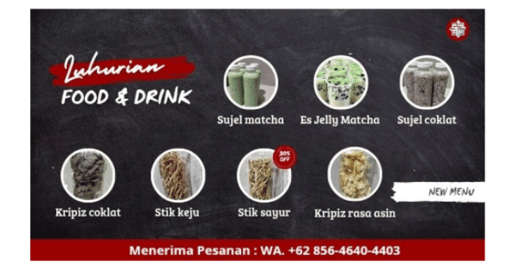 Food and Drink Luhurian Bulupitu Malang, Kripiz Asin dan Susu Jelly Coklat Kekinian