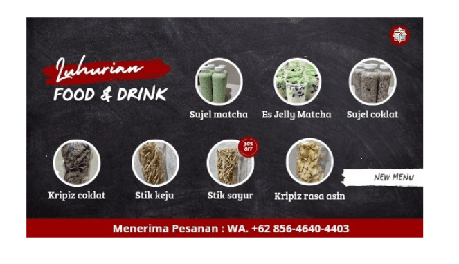 Food and Drink Luhurian Bulupitu Malang, Kripiz Asin dan Susu Jelly Coklat Kekinian