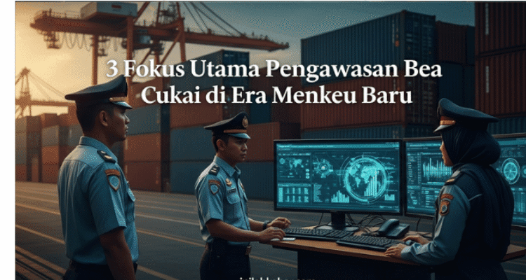 3 Fokus Utama Pengawasan Bea Cukai di Era Menkeu Baru Realistic photo illustration showing the main theme and emotional essence of the article above — for example, Indonesian Customs officers at a busy port terminal with digital monitoring screens and shipping containers in the background, symbolizing transparency, efficiency, and reform in customs supervision under the new Finance Minister, in cinematic lighting, professional composition, with centered modern title text “3 Fokus Utama Pengawasan Bea Cukai di Era Menkeu Baru”, bottom watermark “inilahkabar.com” in elegant sans-serif font, realistic journalistic photo style suitable for online news feature.